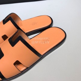 Hermes Fashion Cowhide Casual Slippers For Men Orange