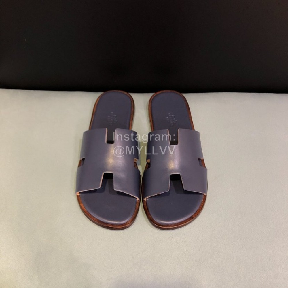 Hermes New Leather Casual Slippers For Men 