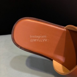 Hermes Fashion Leather Casual Slippers For Men Tan