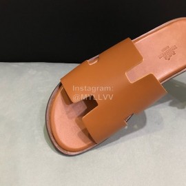 Hermes Fashion Leather Casual Slippers For Men Tan