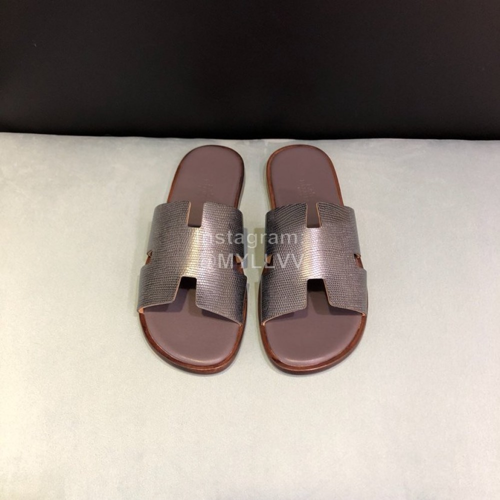 Hermes Fashion Calf Leather Casual Slippers For Men 