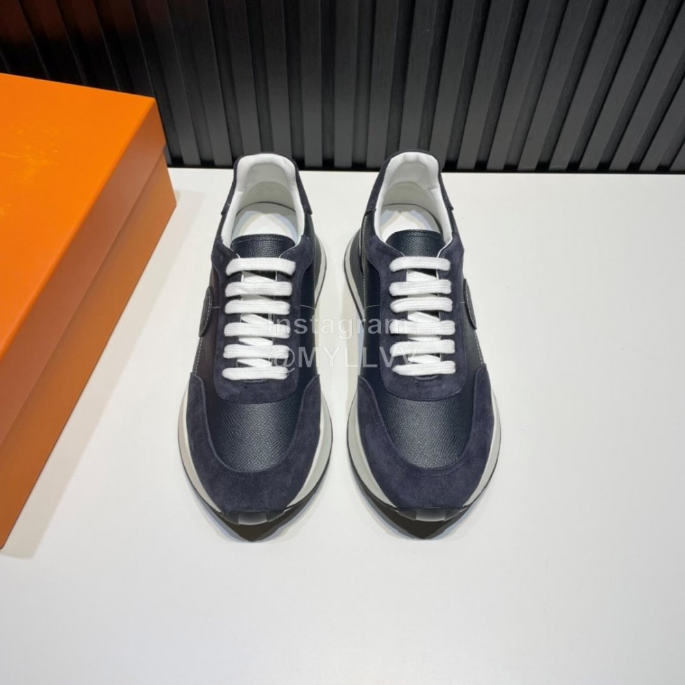 Hermes Palmprint Leather Casual Sneakers For Men Dark Gray