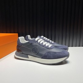 Hermes Palmprint Leather Casual Sneakers For Men Dark Gray