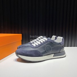 Hermes Palmprint Leather Casual Sneakers For Men Dark Gray