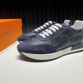 Hermes Palmprint Leather Casual Sneakers For Men Dark Gray