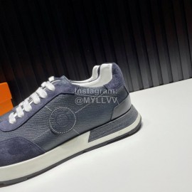 Hermes Palmprint Leather Casual Sneakers For Men Dark Gray