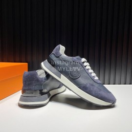 Hermes Palmprint Leather Casual Sneakers For Men Dark Gray