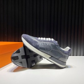 Hermes Palmprint Leather Casual Sneakers For Men Dark Gray