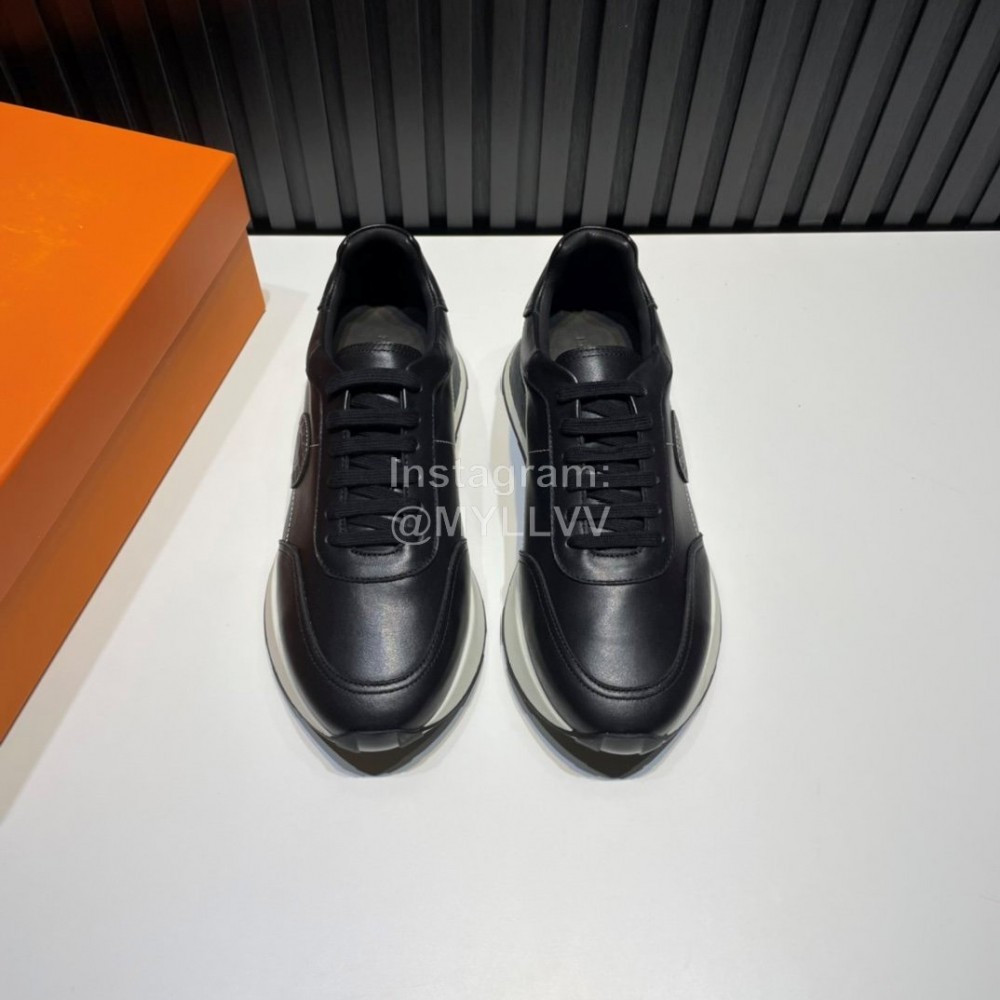 Hermes Cowhide Casual Drive Sneakers For Men Black