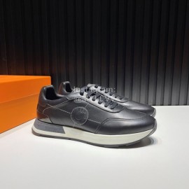 Hermes Cowhide Casual Drive Sneakers For Men Black