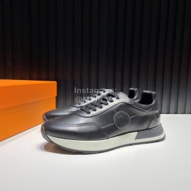 Hermes Cowhide Casual Drive Sneakers For Men Black
