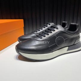 Hermes Cowhide Casual Drive Sneakers For Men Black