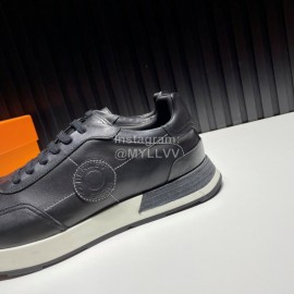Hermes Cowhide Casual Drive Sneakers For Men Black