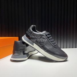 Hermes Cowhide Casual Drive Sneakers For Men Black