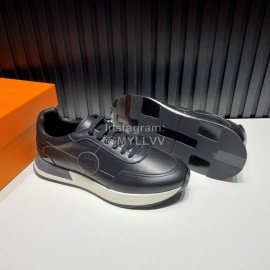 Hermes Cowhide Casual Drive Sneakers For Men Black