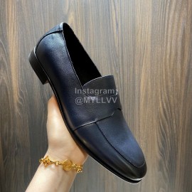 Hermes Cowhide Casual Loafers For Men Navy