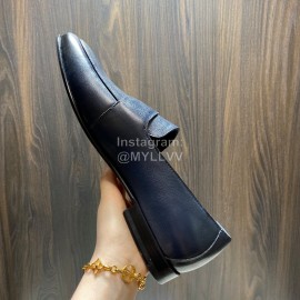Hermes Cowhide Casual Loafers For Men Navy