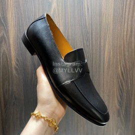 Hermes Cowhide Casual Loafers For Men Black