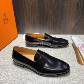 Hermes Black Cowhide Casual Loafers For Men 