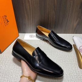 Hermes Black Cowhide Casual Loafers For Men 