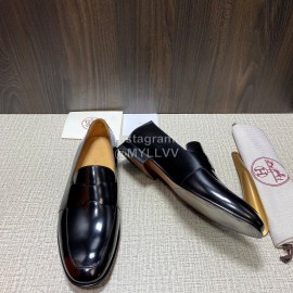 Hermes Black Cowhide Casual Loafers For Men 
