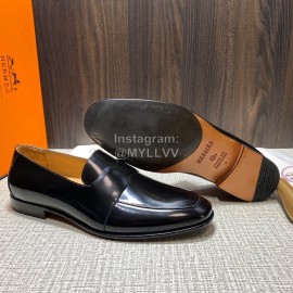 Hermes Black Cowhide Casual Loafers For Men 