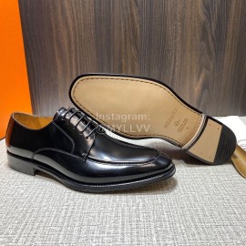 Hermes Calf Leather Lace Up Business Shoes For Men Black