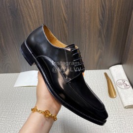 Hermes Calf Leather Lace Up Business Shoes For Men Black