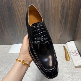 Hermes Calf Leather Lace Up Business Shoes For Men Black