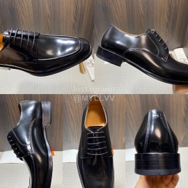 Hermes Calf Leather Lace Up Business Shoes For Men Black