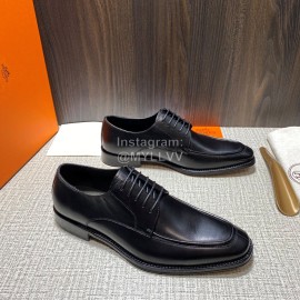 Hermes Black Calf Leather Lace Up Business Shoes For Men
