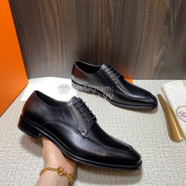 Hermes Black Calf Leather Lace Up Business Shoes For Men