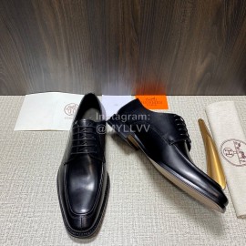 Hermes Black Calf Leather Lace Up Business Shoes For Men