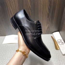 Hermes Black Calf Leather Lace Up Business Shoes For Men