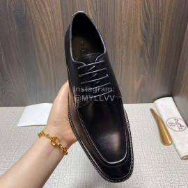 Hermes Black Calf Leather Lace Up Business Shoes For Men