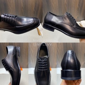 Hermes Black Calf Leather Lace Up Business Shoes For Men