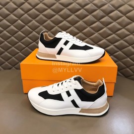 Hermes Color Matching Cowhide Sneakers For Men White