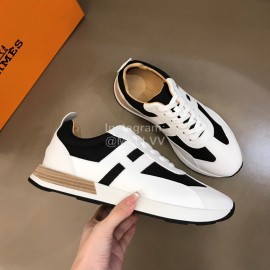 Hermes Color Matching Cowhide Sneakers For Men White