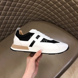 Hermes Color Matching Cowhide Sneakers For Men White