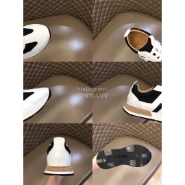 Hermes Color Matching Cowhide Sneakers For Men White