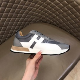 Hermes Color Matching Cowhide Sneakers For Men Gray