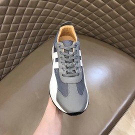 Hermes Color Matching Cowhide Sneakers For Men Gray