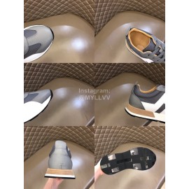 Hermes Color Matching Cowhide Sneakers For Men Gray