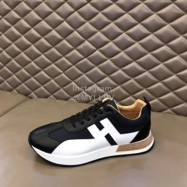 Hermes Color Matching Cowhide Sneakers For Men Black