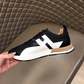 Hermes Color Matching Cowhide Sneakers For Men Black