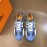 Hermes Color Matching Cowhide Sneakers For Men Blue