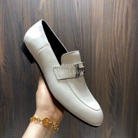 Hermes Cowhide Casual Loafers For Men White