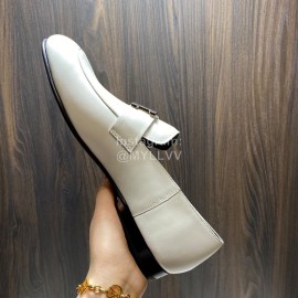 Hermes Cowhide Casual Loafers For Men White