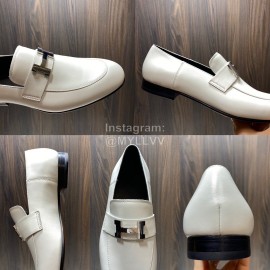 Hermes Cowhide Casual Loafers For Men White