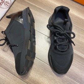 Hermes Black Calfskin Casual Sneakers For Men 